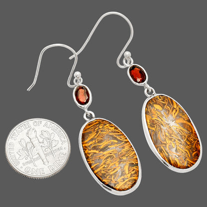 Coquina Fossil Jasper & Garnet Earrings E-1002 SDE83289