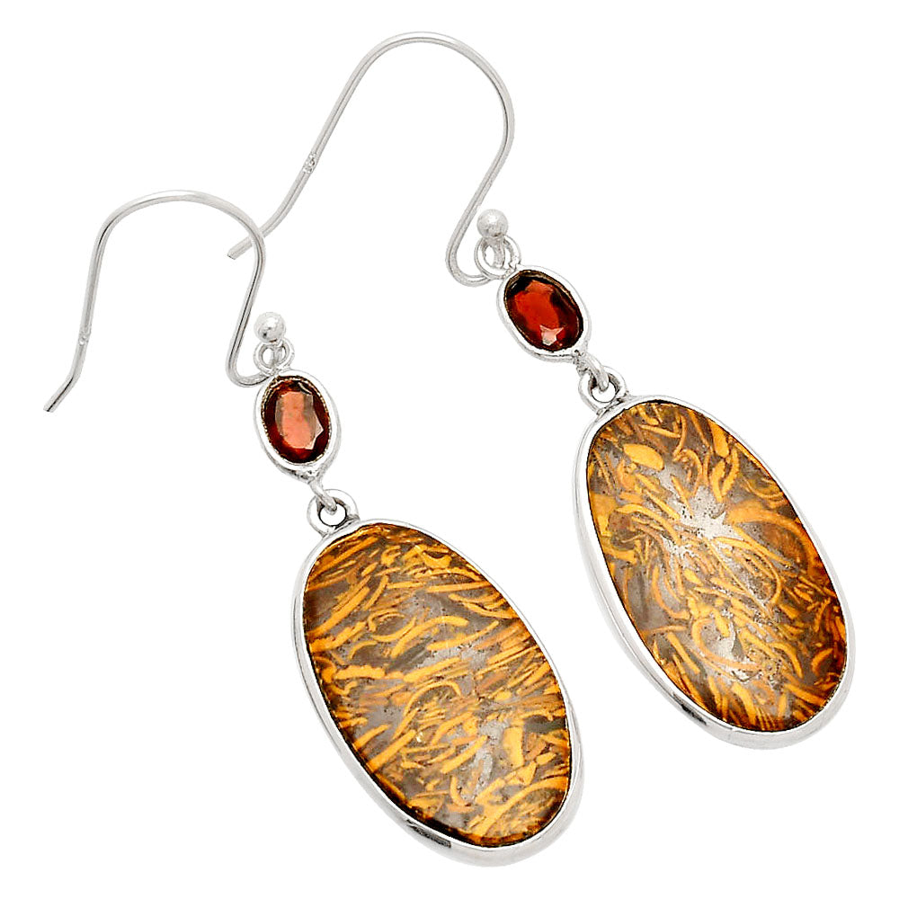 Coquina Fossil Jasper & Garnet Earrings E-1002 SDE83289