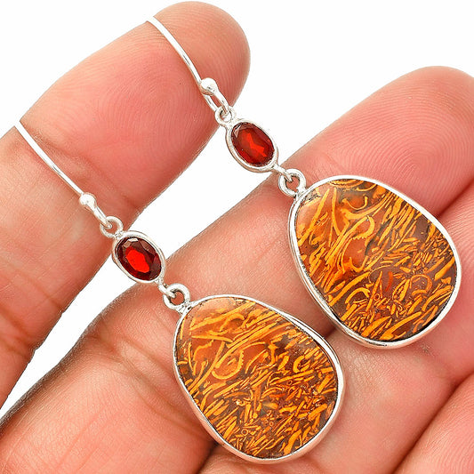 Coquina Fossil Jasper & Garnet Earrings E-1002 SDE83292