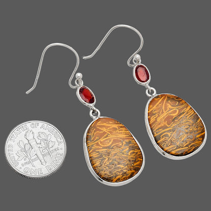 Coquina Fossil Jasper & Garnet Earrings E-1002 SDE83292