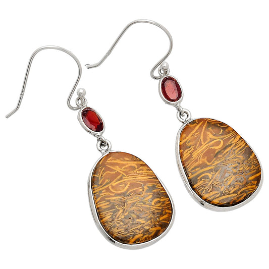 Coquina Fossil Jasper & Garnet Earrings E-1002 SDE83292