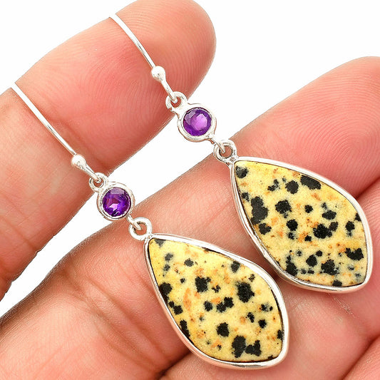 Natural Dalmatian & Amethyst Earrings E-1002 SDE83306