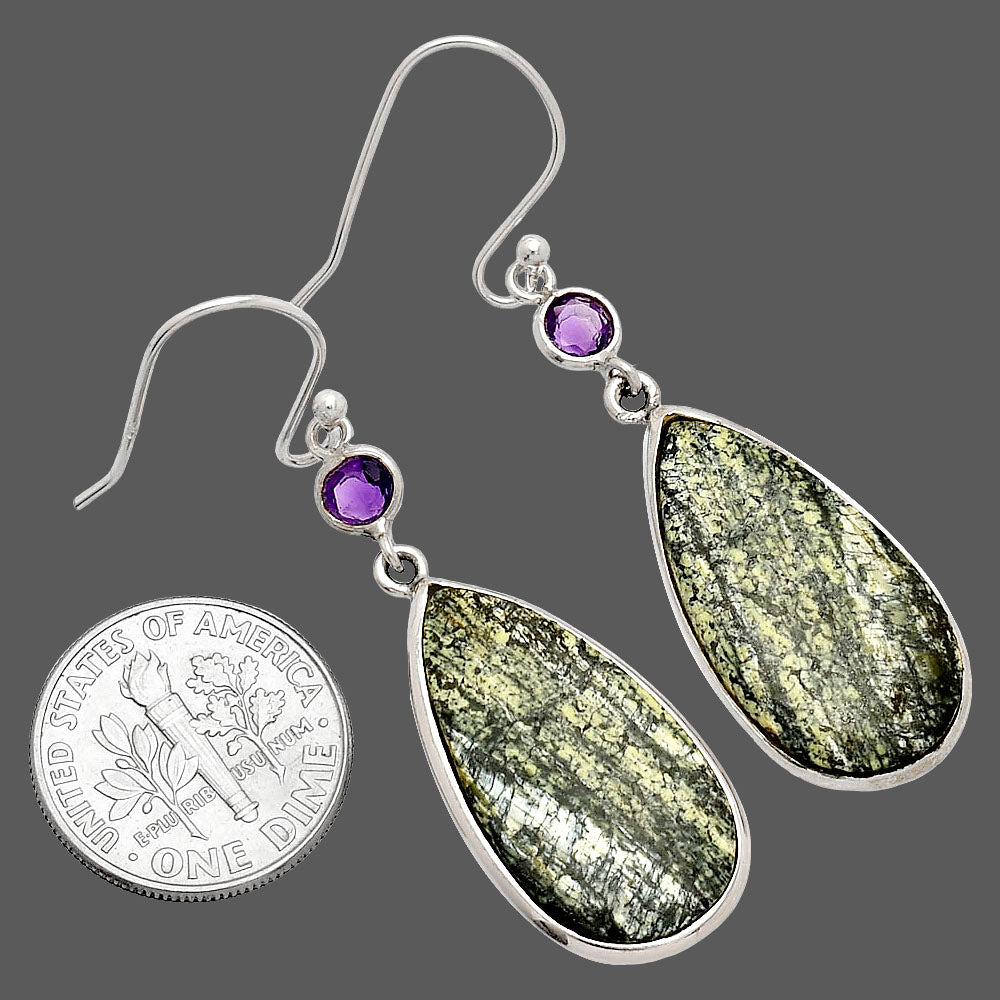 Natural Chrysotile & Amethyst Earrings E-1002 SDE83314