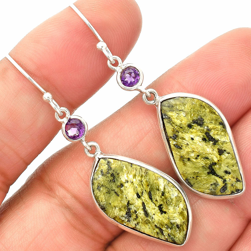 Natural Serpentine & Amethyst Earrings E-1002 SDE83317