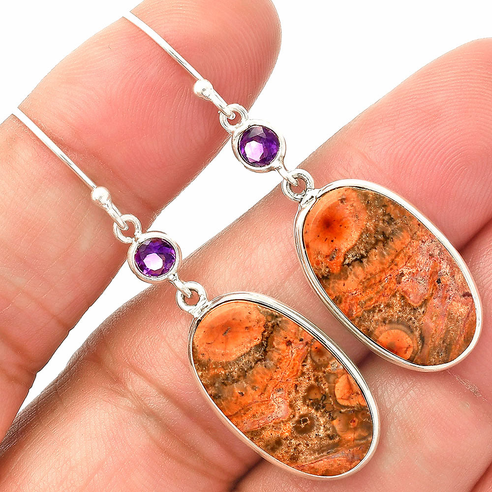 Natural Poppy Jasper & Amethyst Earrings E-1002 SDE83319