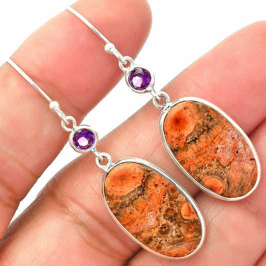 Natural Poppy Jasper & Amethyst Earrings E-1002 SDE83319