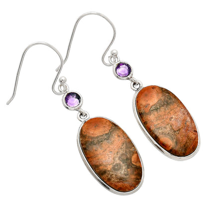 Natural Poppy Jasper & Amethyst Earrings E-1002 SDE83319
