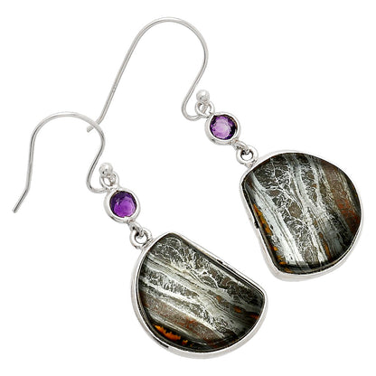 Natural Iron Tiger Eye & Amethyst Earrings E-1002 SDE83323