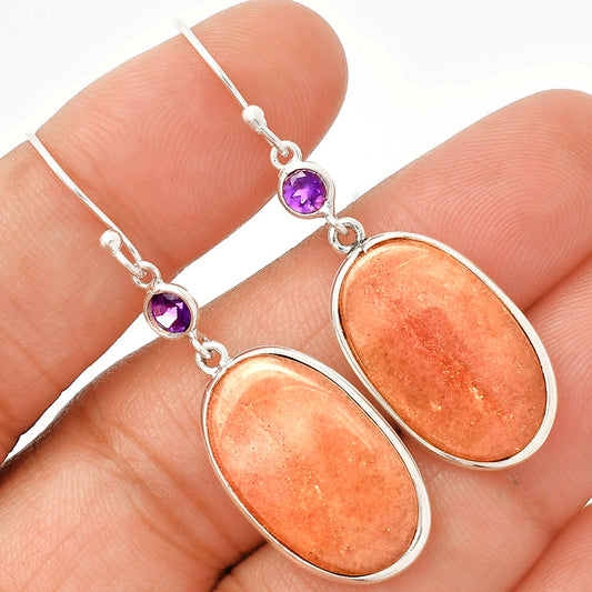 Natural Pink Aventurine & Amethyst Earrings E-1002 SDE83339