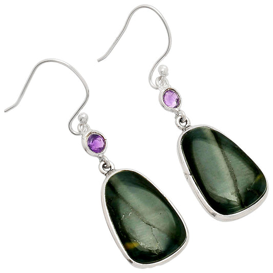 Natural Blue Tiger Eye & Amethyst Earrings E-1002 SDE83342