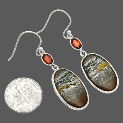 Natural Iron Tiger Eye & Garnet Earrings E-1002 SDE83367