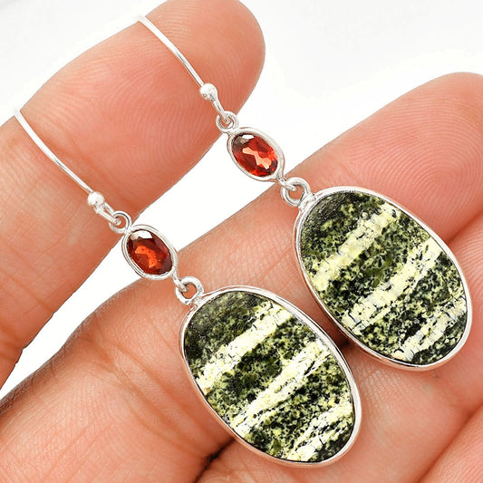 Natural Chrysotile & Garnet Earrings E-1002 SDE83371