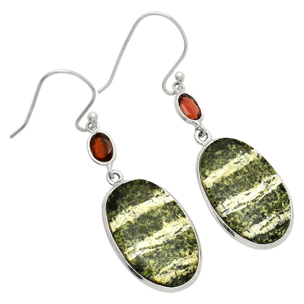 Natural Chrysotile & Garnet Earrings E-1002 SDE83371
