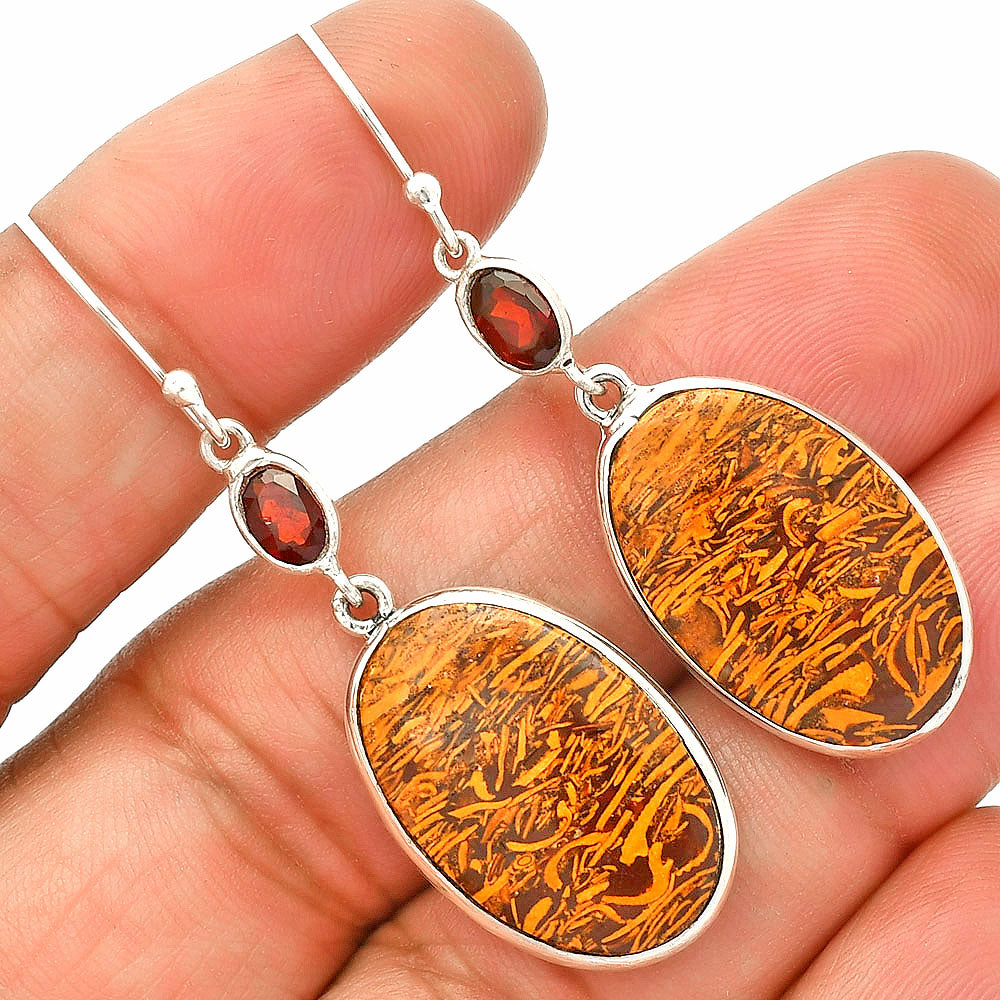 Coquina Fossil Jasper & Garnet Earrings E-1002 SDE83473