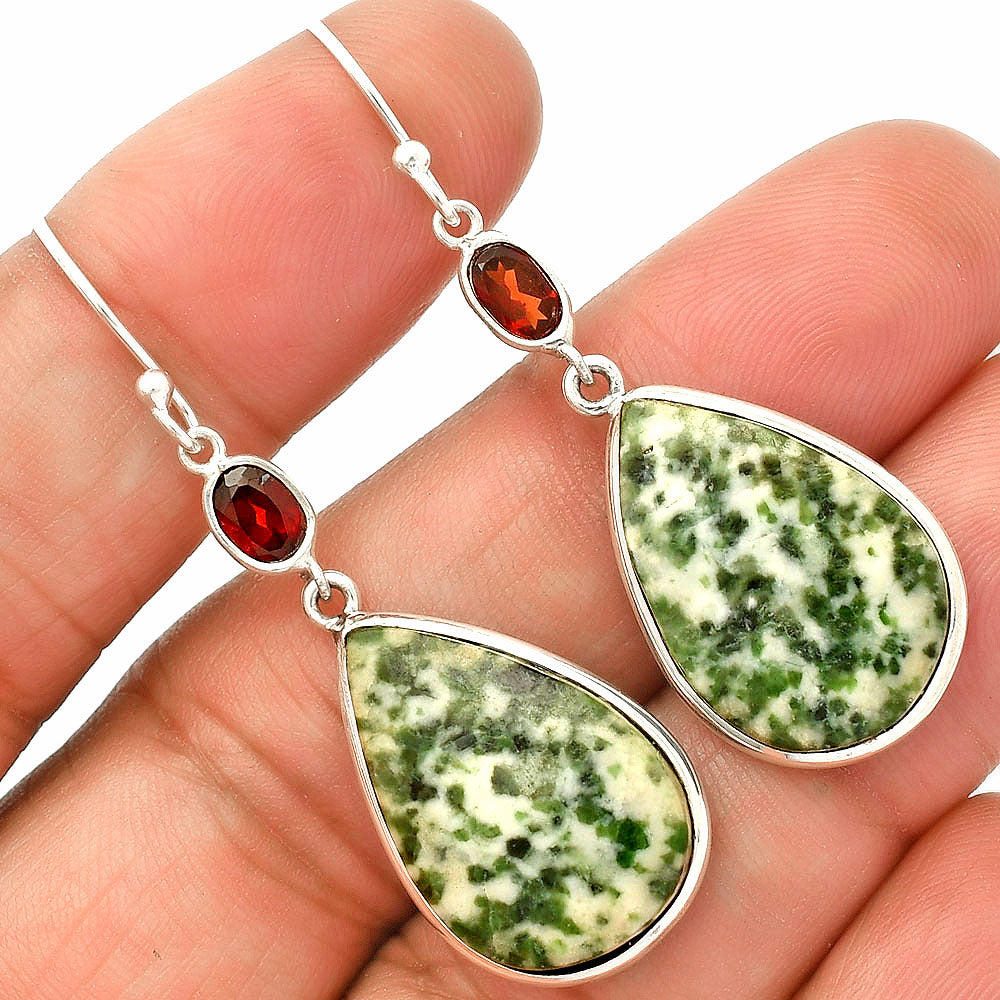 Natural Dioptase & Garnet Earrings E-1002 SDE83474