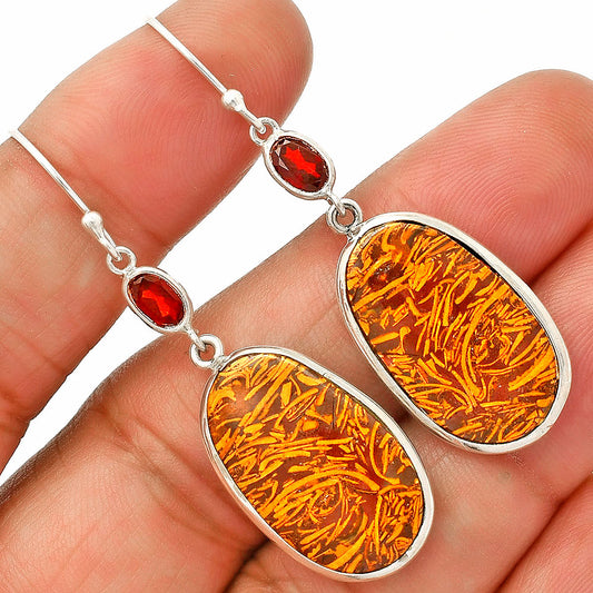 Coquina Fossil Jasper & Garnet Earrings E-1002 SDE83479