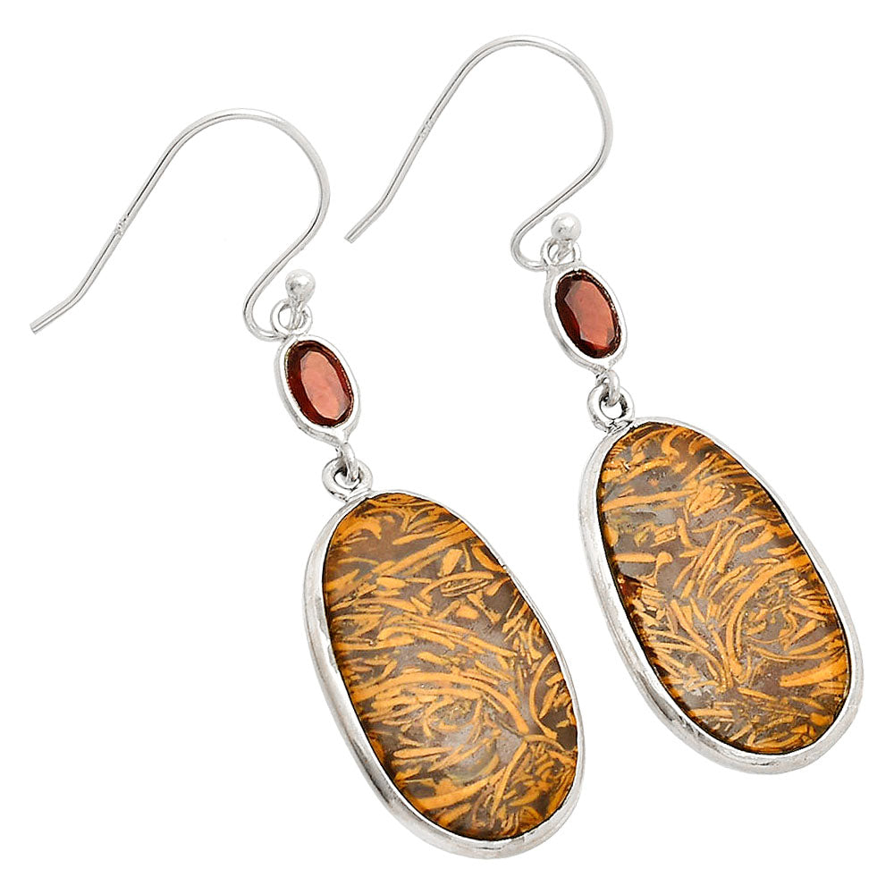 Coquina Fossil Jasper & Garnet Earrings E-1002 SDE83479