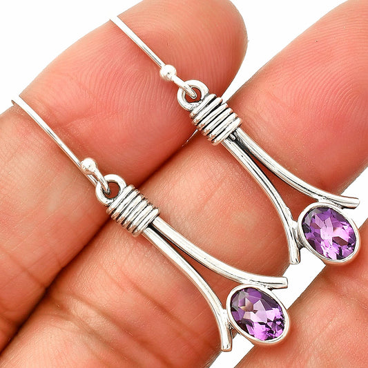 Natural African Amethyst Earrings E-1046 SDE83588