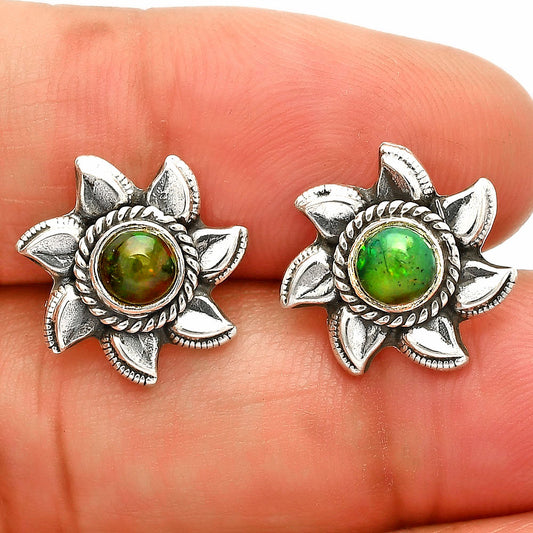 Natural Black Ethiopian Opal Stud Earrings E-1246 SDE83821