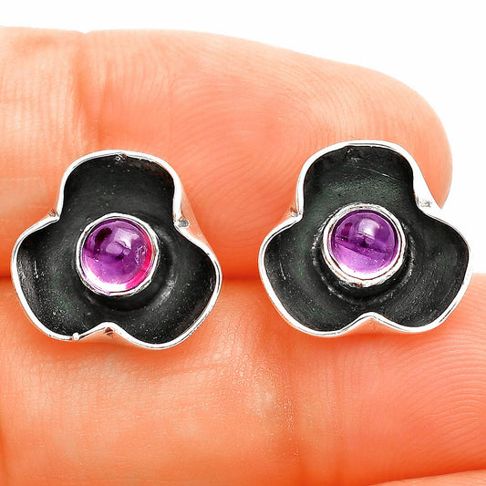 Natural Amethyst Cab - Brazil Stud Earrings E-1247 SDE83828