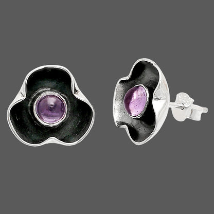 Natural Amethyst Cab - Brazil Stud Earrings E-1247 SDE83828