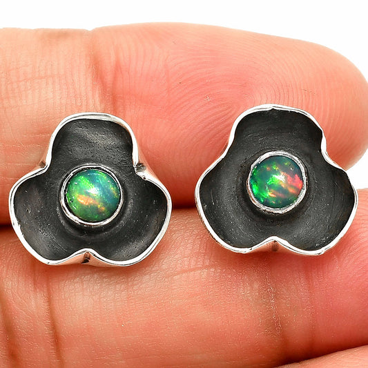 Natural Ethiopian Opal Stud Earrings E-1247 SDE83841
