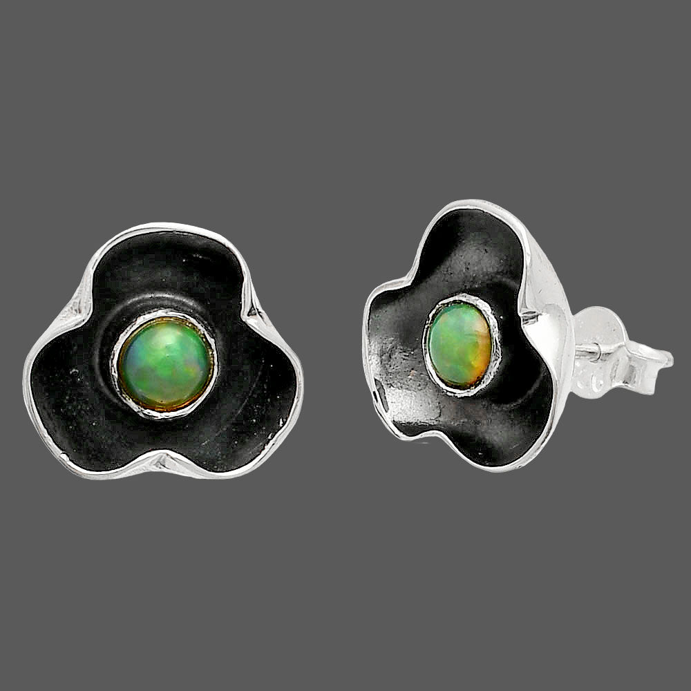 Natural Ethiopian Opal Stud Earrings E-1247 SDE83843
