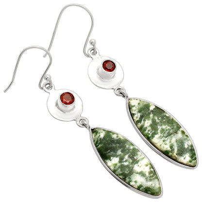 Natural Dioptase & Garnet Earrings E-1081 SDE83850