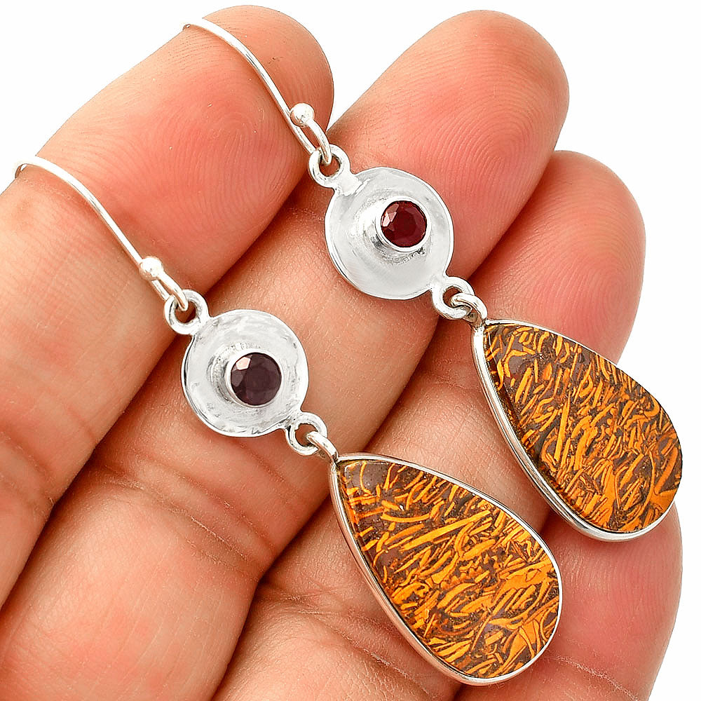 Coquina Fossil Jasper & Garnet Earrings E-1081 SDE83851