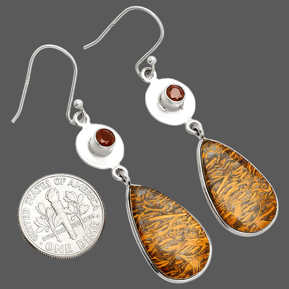 Coquina Fossil Jasper & Garnet Earrings E-1081 SDE83851