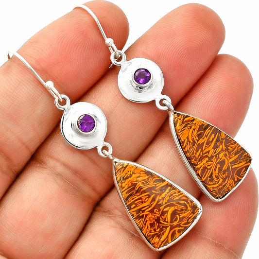 Coquina Fossil Jasper & Amethyst Earrings E-1081 SDE83852