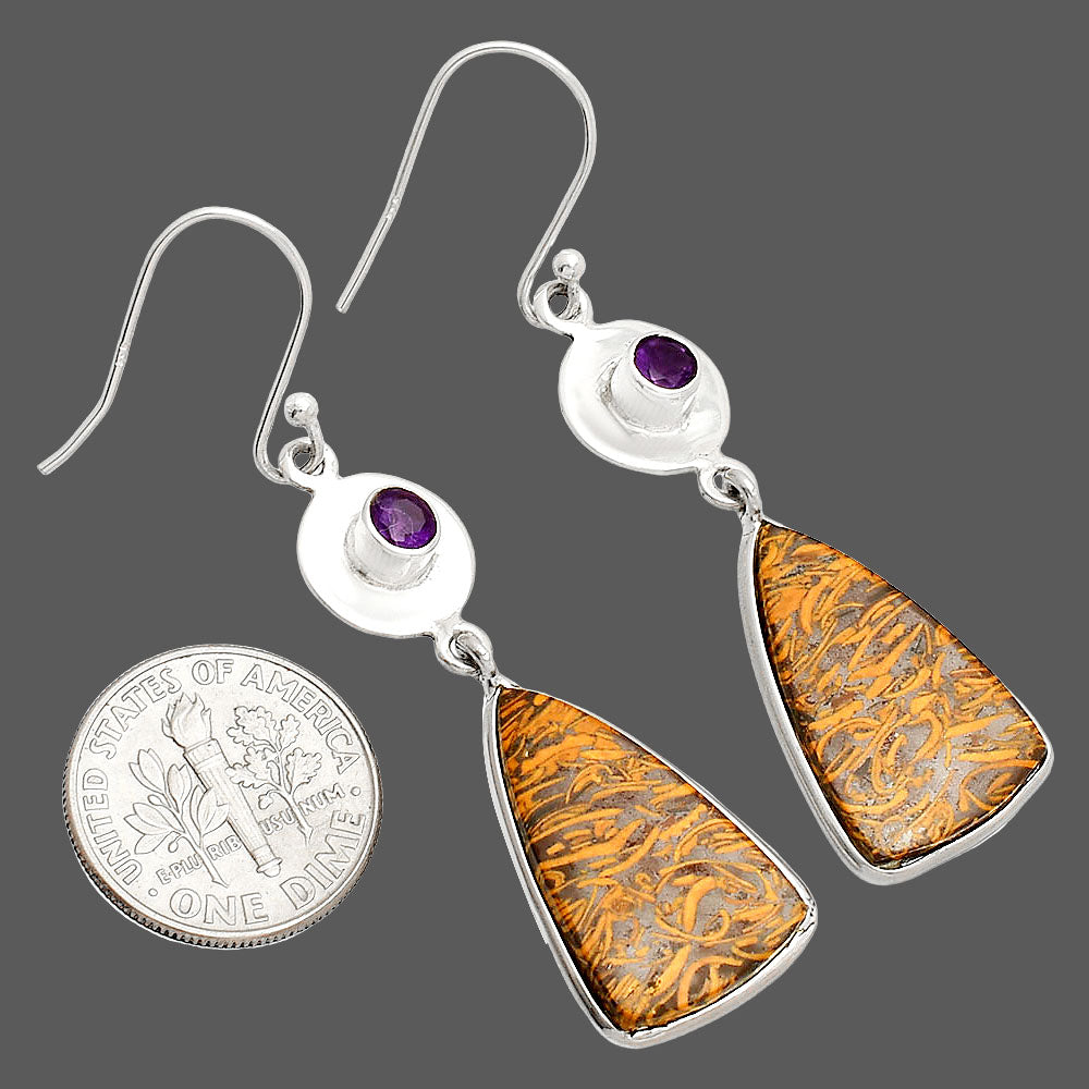 Coquina Fossil Jasper & Amethyst Earrings E-1081 SDE83852