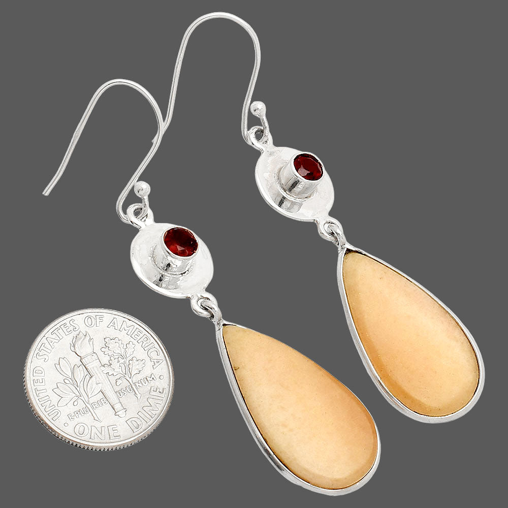 Natural Orange Aventurine & Garnet Earrings E-1081 SDE83857