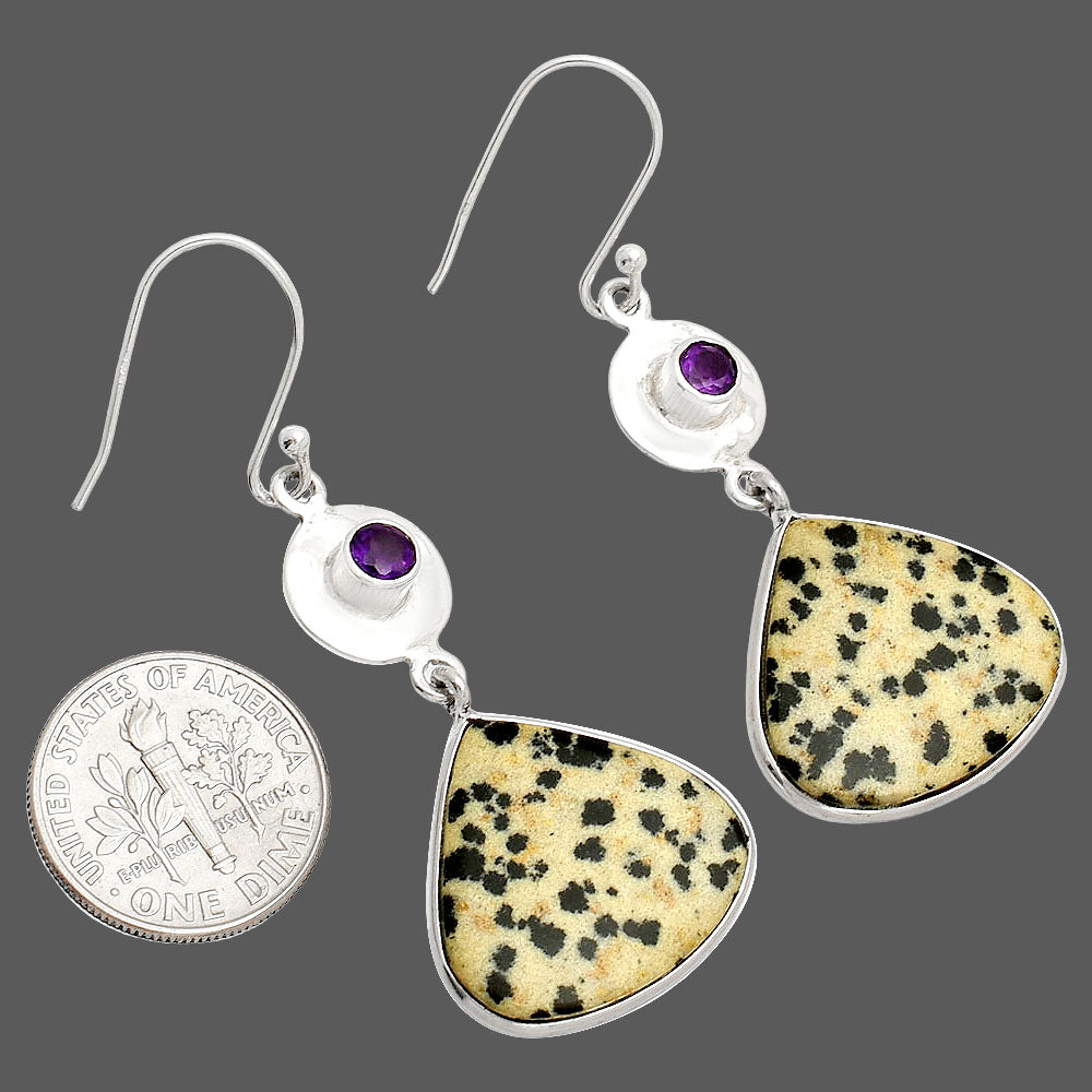 Natural Dalmatian & Amethyst Earrings E-1081 SDE83860