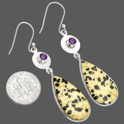 Natural Dalmatian & Amethyst Earrings E-1081 SDE83861