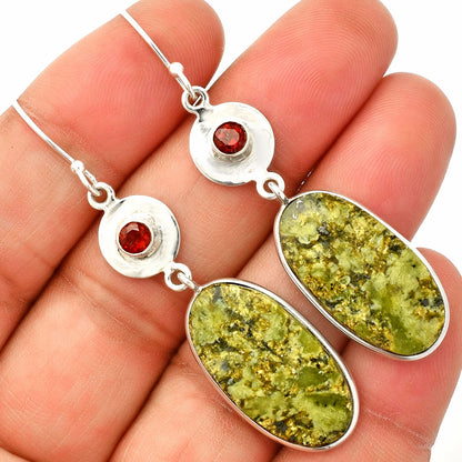 Natural Serpentine & Garnet Earrings E-1081 SDE83864