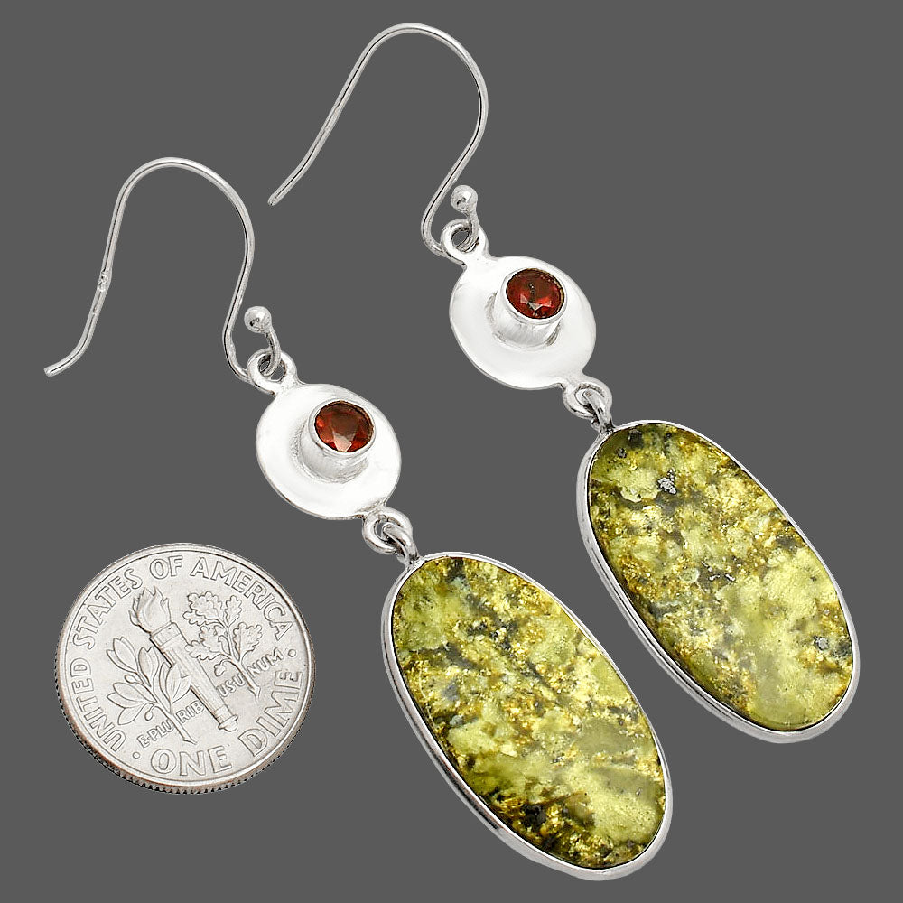 Natural Serpentine & Garnet Earrings E-1081 SDE83864