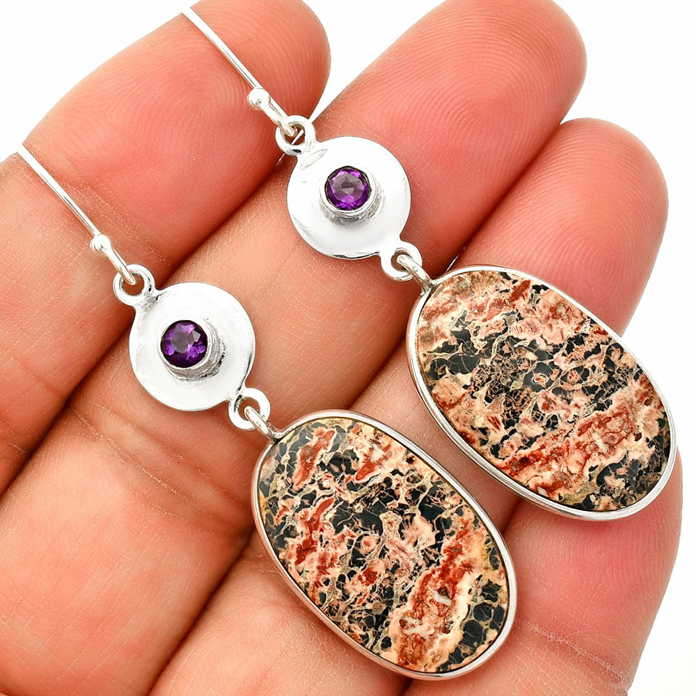 Leopard Skin Jasper & Amethyst Earrings E-1081 SDE83873