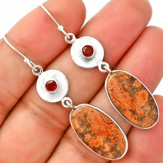 Natural Poppy Jasper & Garnet Earrings E-1081 SDE83874