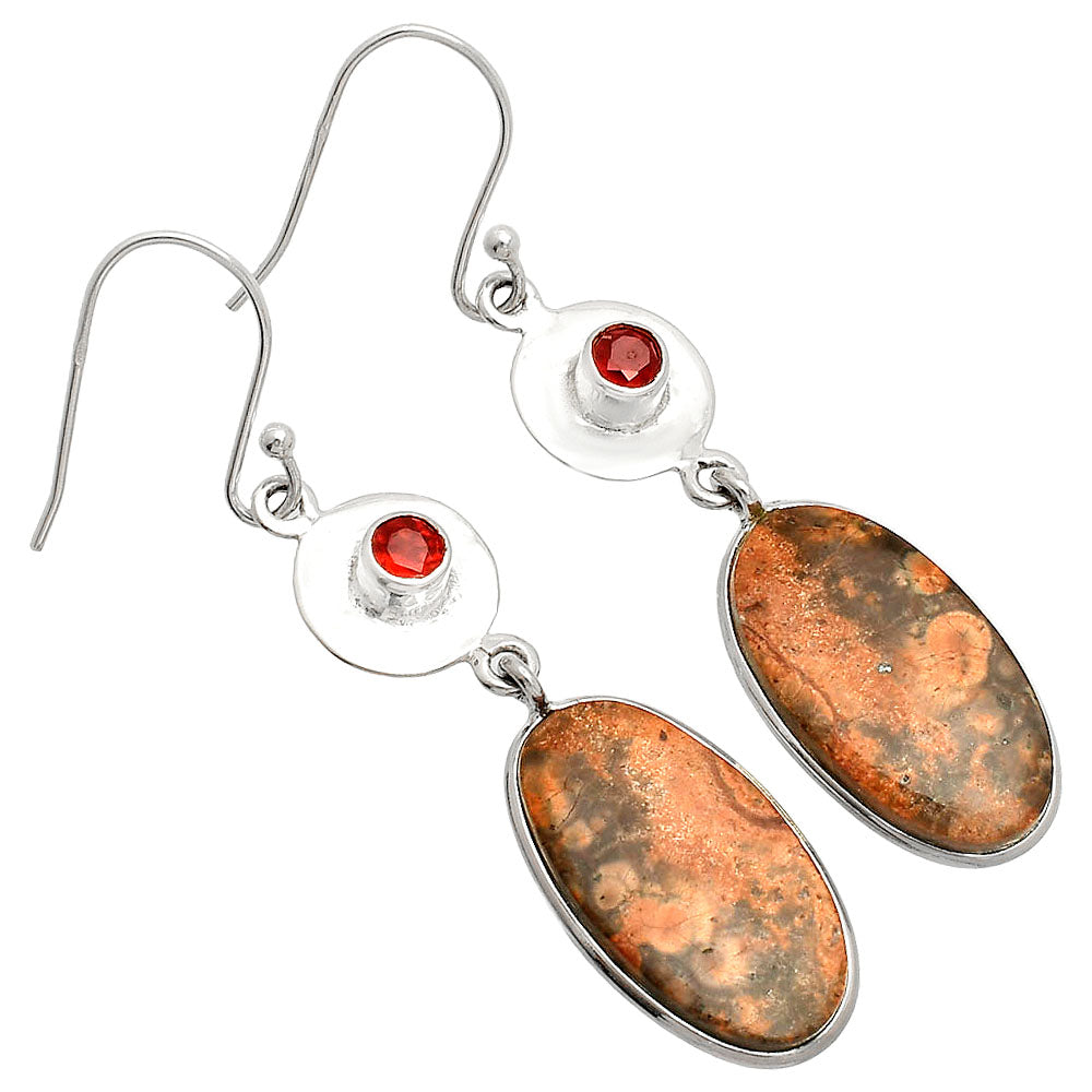 Natural Poppy Jasper & Garnet Earrings E-1081 SDE83874