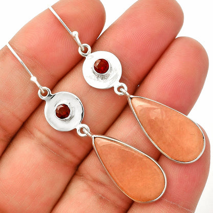 Natural Pink Aventurine & Garnet Earrings E-1081 SDE83876