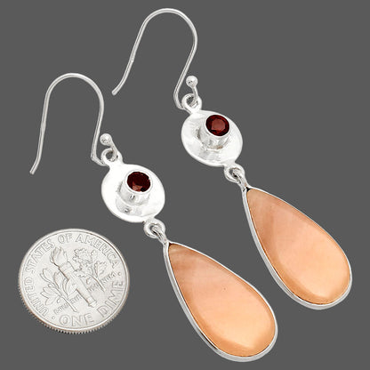 Natural Pink Aventurine & Garnet Earrings E-1081 SDE83876
