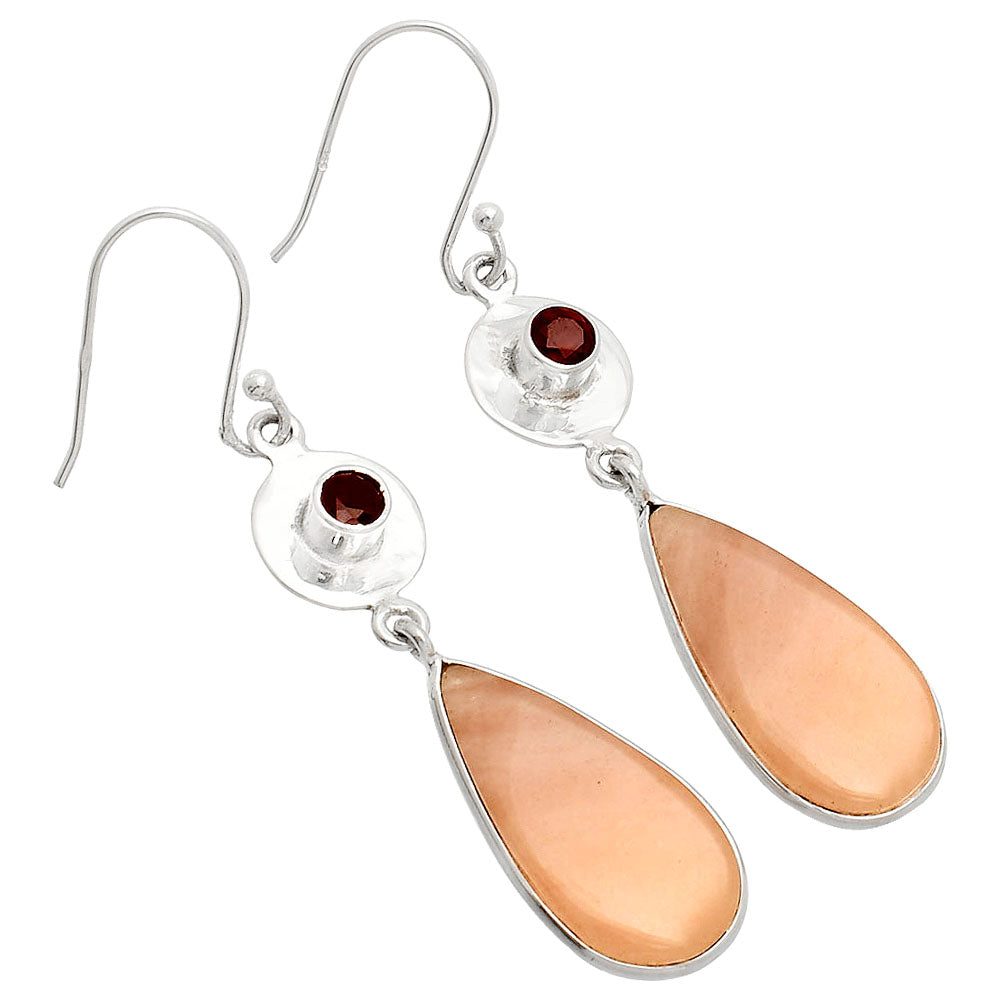 Natural Pink Aventurine & Garnet Earrings E-1081 SDE83876