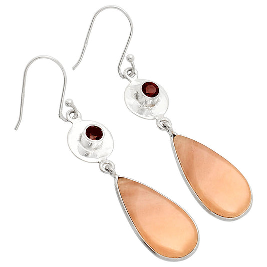 Natural Pink Aventurine & Garnet Earrings E-1081 SDE83876