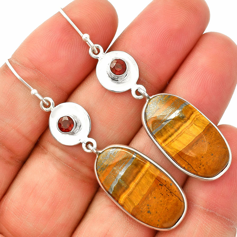 Natural Tiger Eye - Africa & Garnet Earrings E-1081 SDE83877