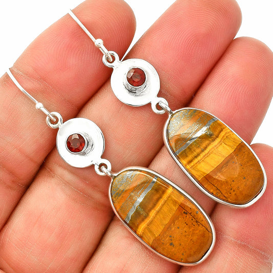 Natural Tiger Eye - Africa & Garnet Earrings E-1081 SDE83877
