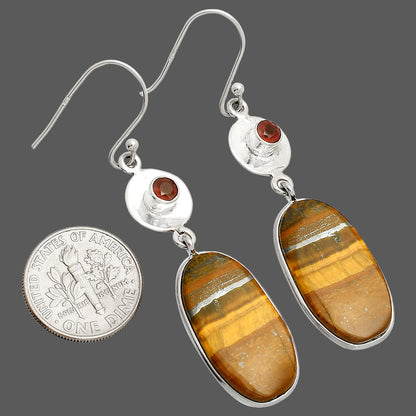 Natural Tiger Eye - Africa & Garnet Earrings E-1081 SDE83877