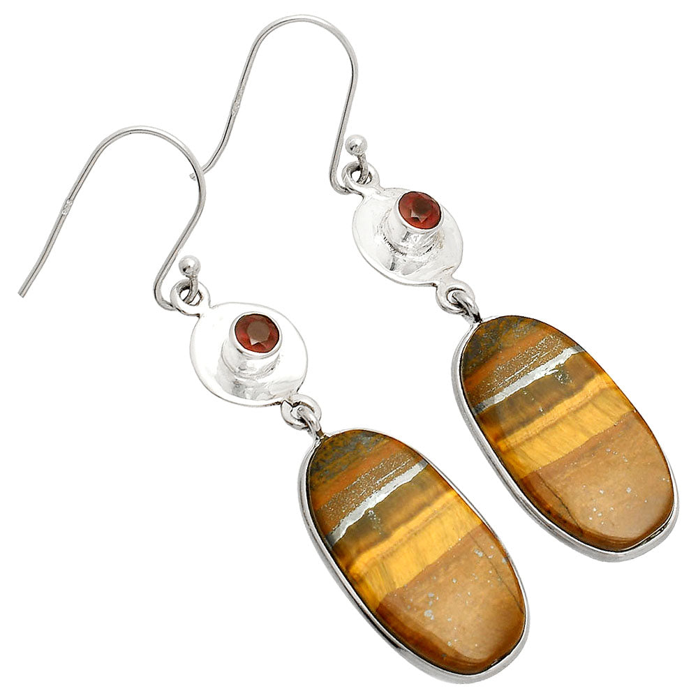 Natural Tiger Eye - Africa & Garnet Earrings E-1081 SDE83877