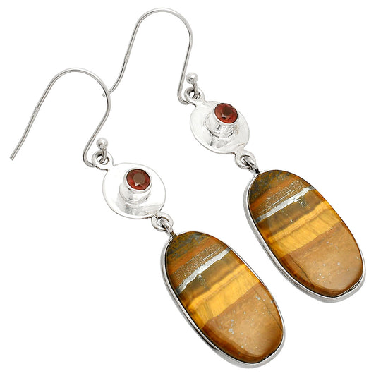 Natural Tiger Eye - Africa & Garnet Earrings E-1081 SDE83877