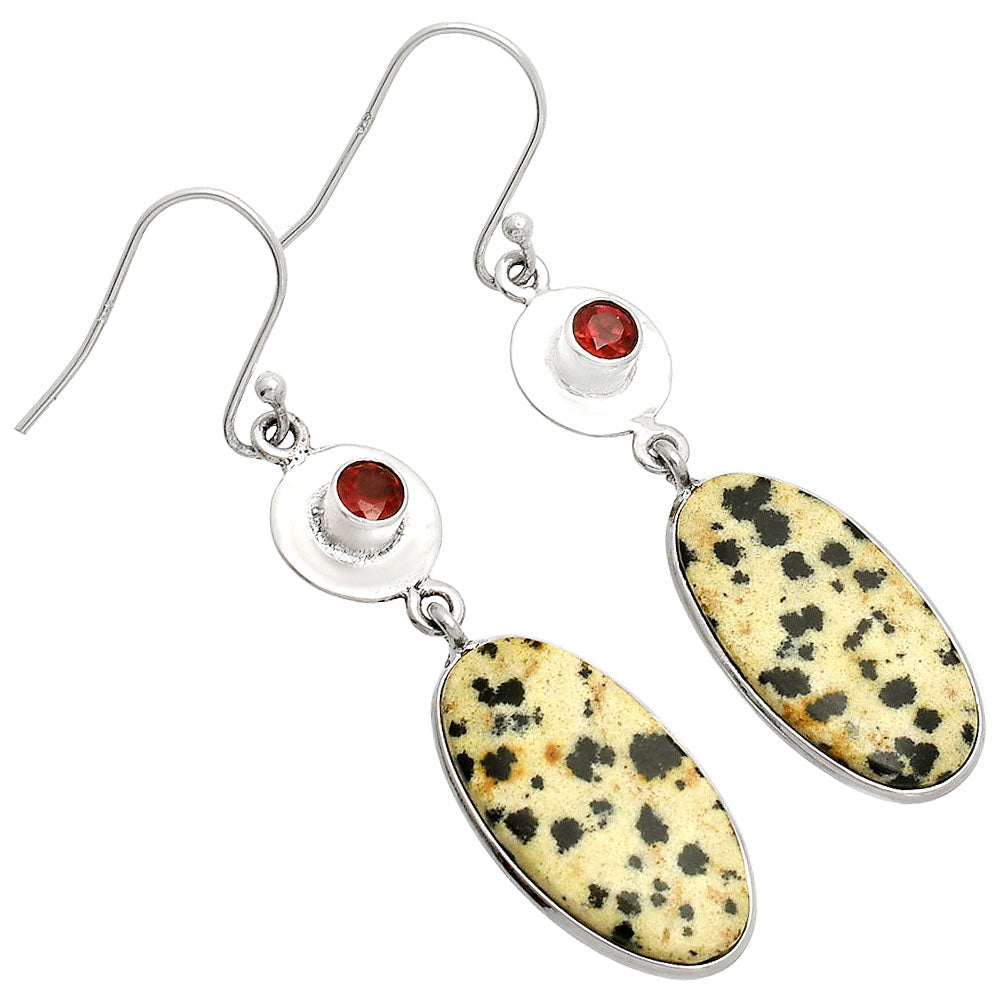 Natural Dalmatian & Garnet Earrings E-1081 SDE83883